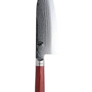 Couteau Santoku large KAI Shun édition limitée avec manche rouge