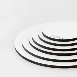 Semelle à gâteau ronde blanche de 9mm avec bord noir 25cm Dasbi
