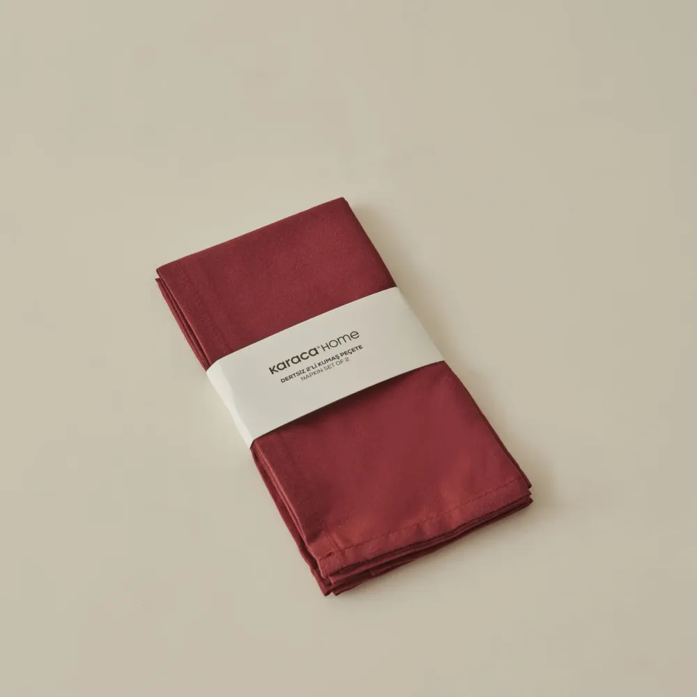 KARACA HOME BELLE LOT DE 2 SERVIETTES EN TISSU ANTITACHE, BORDEAUX 40X40 CM