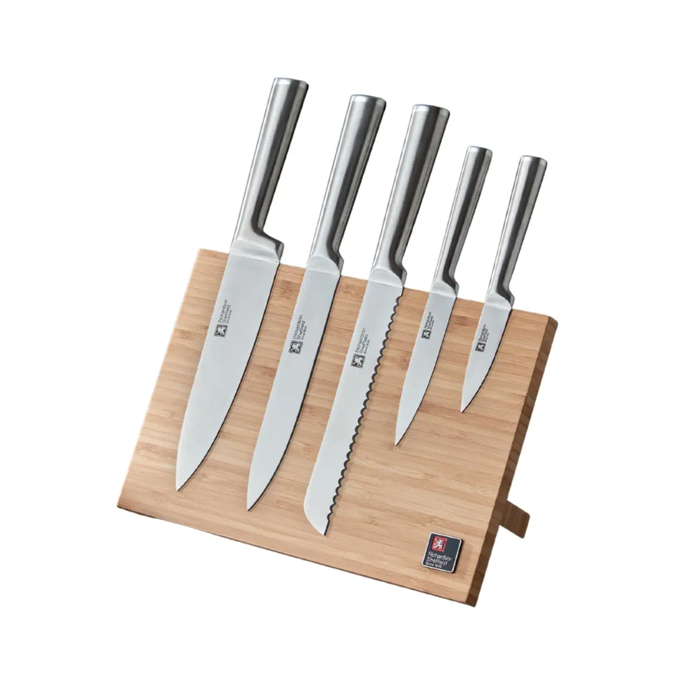 Richardson Sheffield - Ensemble de couteaux Visage 5 pièces avec porte-couteau magnétique - Bambou