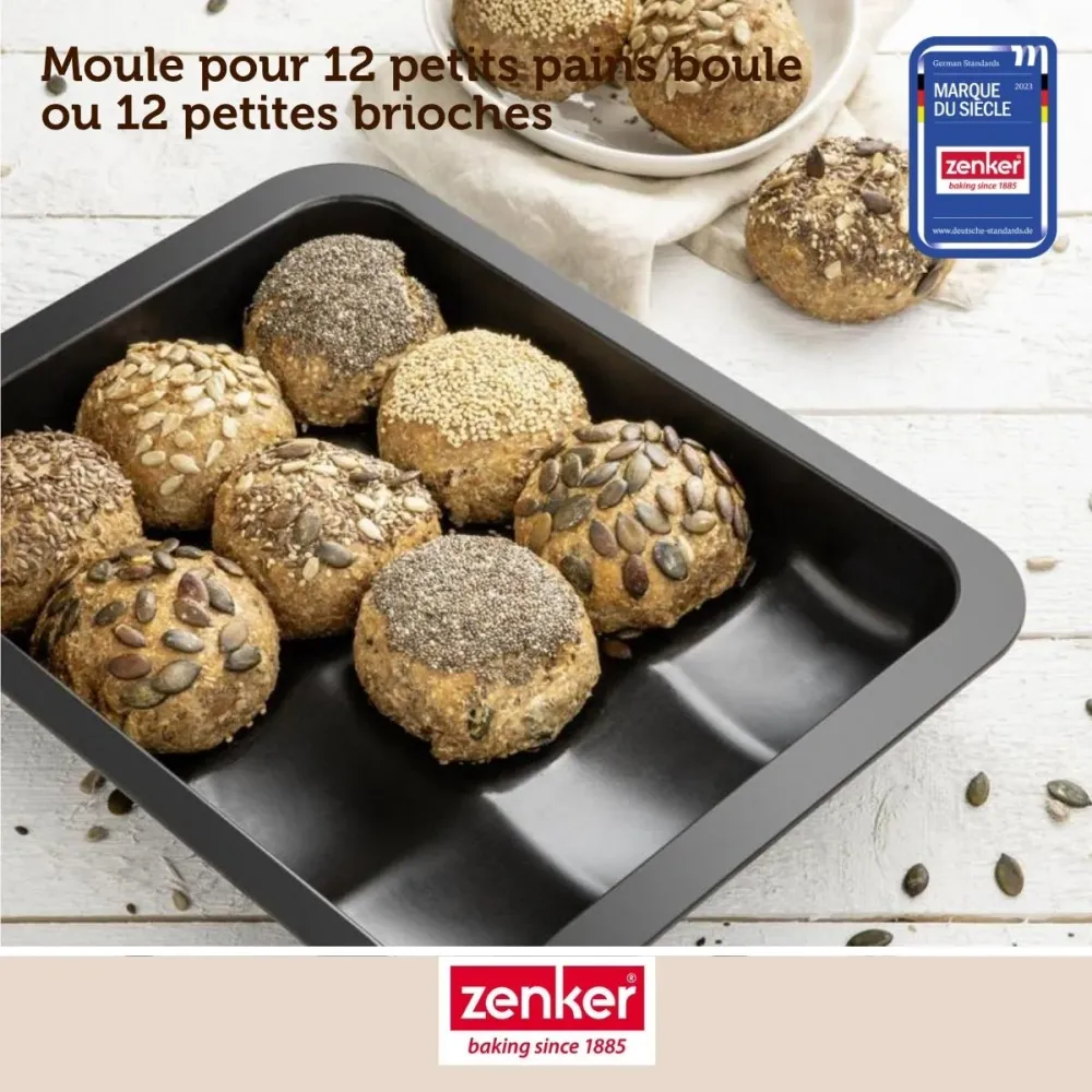 Set pâtisserie avec moule pour 12 mini pains, 2 bols à mixer, verre mesureur et spatule Zenker