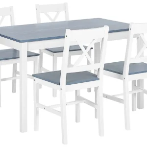 Bois naturel Dining Set White MOANA pour Usage Quotidien