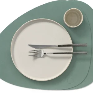 Chemins de Table Sets de table LIND DNA Nupo - Cuir - Vert pastel - Courbé - 44 x 37 cm - 2 pièces
