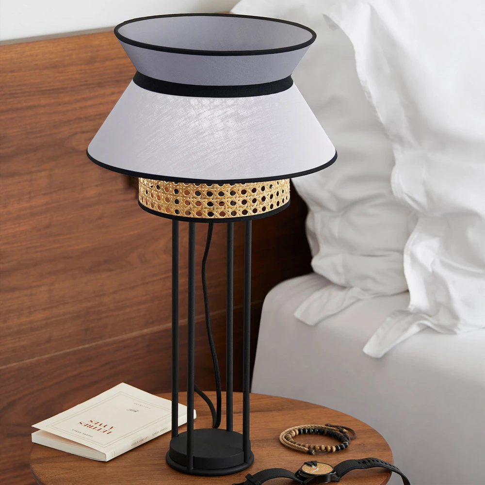 MARKET SET Singapour DBL lampe à poser, blanc/gris pour Fêtes