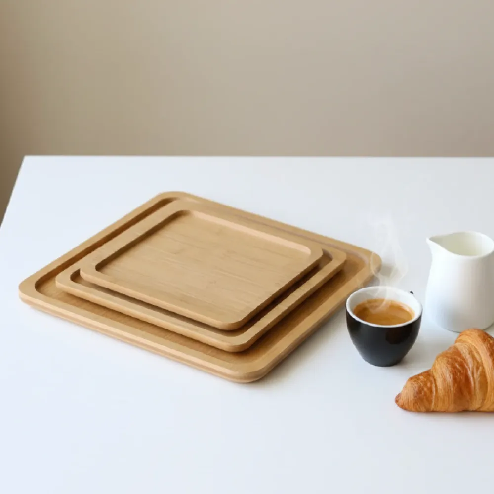 Nappe Rectangulaire Set de 3 Plats en Bambou – Naturels & Polyvalents