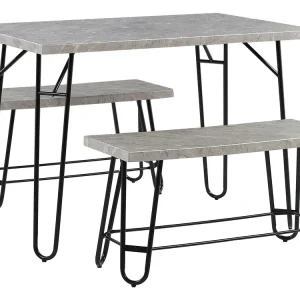 4 Seater Dining Set Grey and Noir jais KEMPTON