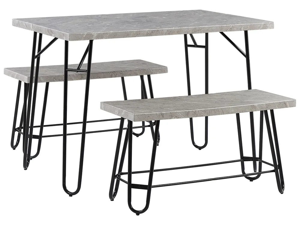 4 Seater Dining Set Grey and Noir jais KEMPTON