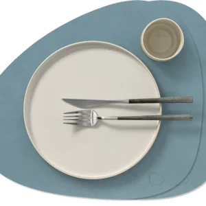 Sets de table LIND DNA Nupo - Cuir - Bleu évident - Courbé - 44 x 37 cm - 2 pièces pour Usage Quotidien
