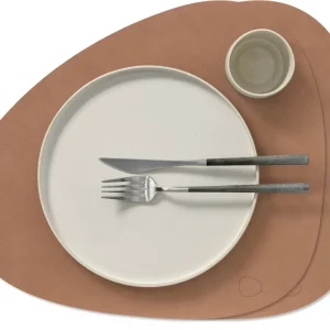 Sets de table LIND DNA Nupo - Cuir - Rose rétro - Courbé - 44 x 37 cm - 2 pièces