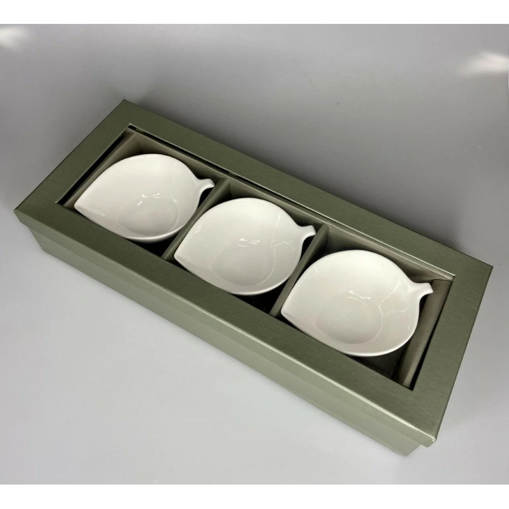 Tablier de Cuisinier Set de 3 coupelles aperitif plateau feuille