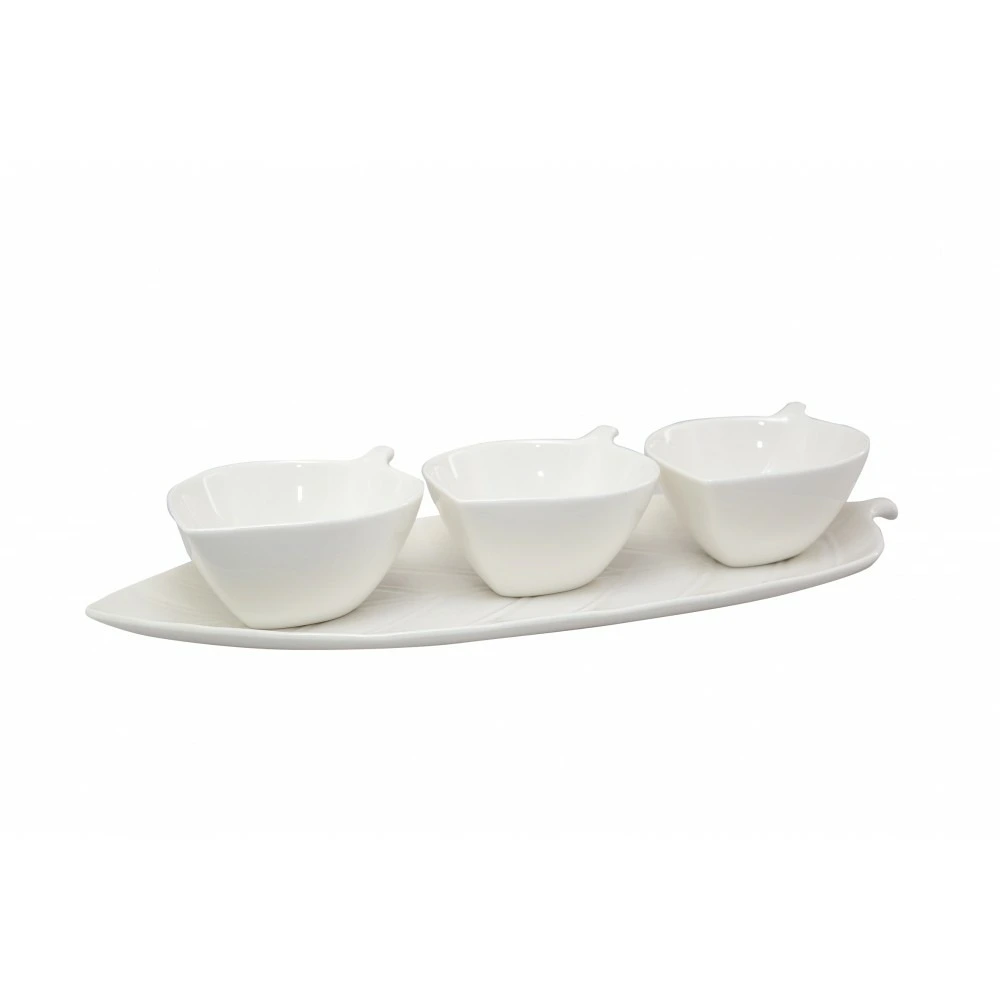 Tablier de Cuisinier Set de 3 coupelles aperitif plateau feuille