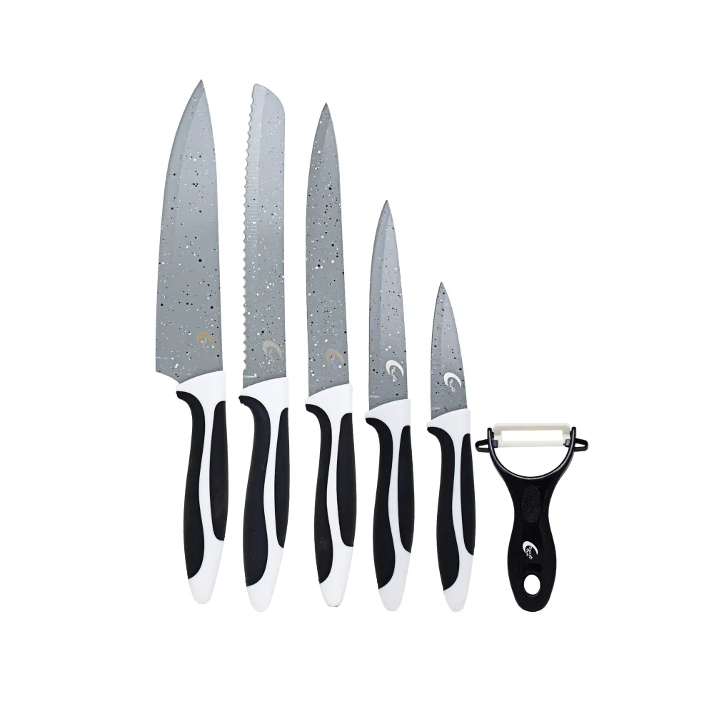 Tablier de Cuisinier Table Pride 6 Piece Stainless Steel Knife Set Noir jais & White
