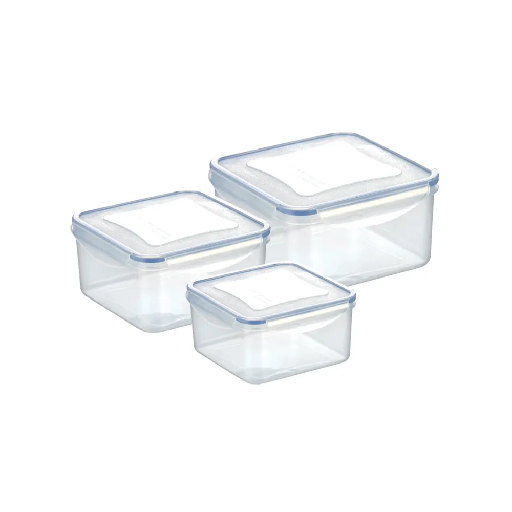 Torchon de Cuisine Set 3 Contenitori Quadrati Trasparenti