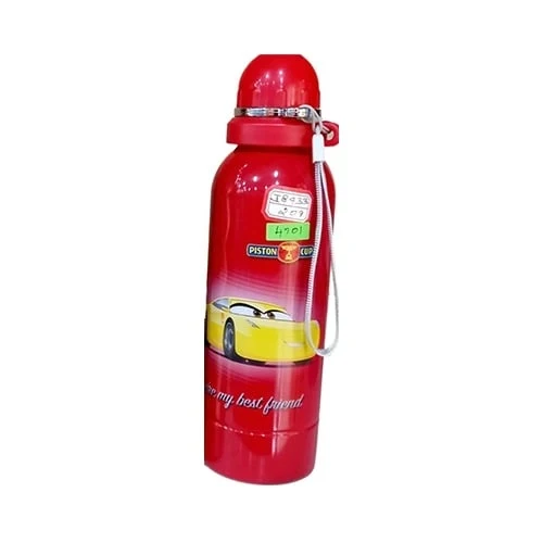 Cartoon Car Printed Red Color Metal Water Bottle Lid And Short Strip SI-4848 Velan Store