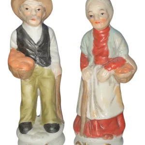 Paire de figurines en porcelaine - grands-parents paysans Colombetti Casa