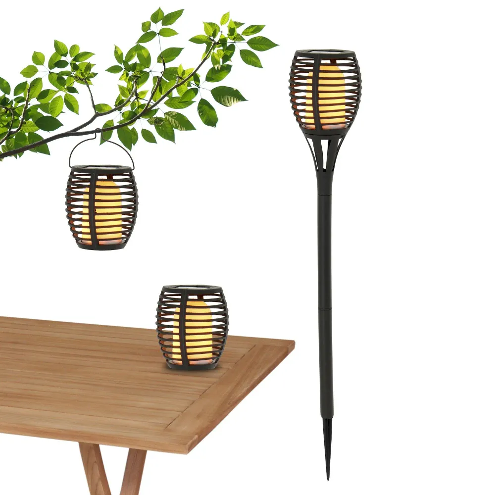 Lot de 2 lampes torches solaires LED 3 en 1 Näve, hauteur : 65,3 cm Naeve