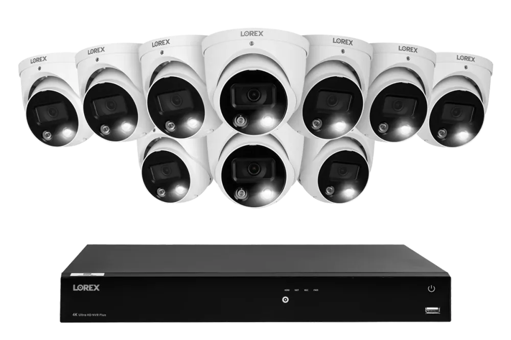 Lorex Fusion 4K (capable de 16 caméras) Système NVR filaire de 3 To avec caméras dôme dotées d'une dissuasion intelligente...