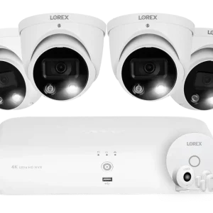 Système NVR filaire 4K 8 canaux 2 To avec 4 caméras de dissuasion intelligentes + kit de capteurs intelligents Lorex Disco...