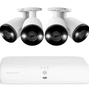 Système NVR Lorex Fusion 4K compatible avec 16 caméras (8 filaires + 8 Wi-Fi) de 2 To avec 4 caméras Bullet dotées d'une d...