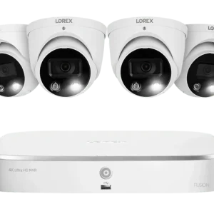 Système NVR Lorex Fusion 4K 16 canaux (8 filaires + 8 Wi-Fi) 2 To avec caméras dôme avec dissuasion intelligente et conver...