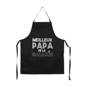 Tablier de cuisine PATERNO noir "Meilleur papa de la galaxie" pour Dîners Formels