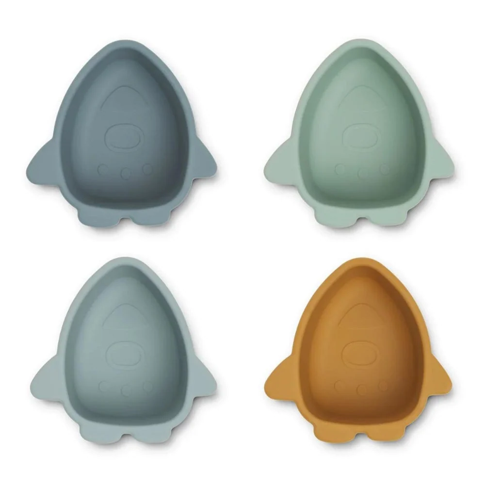 Liewood bols en silicone pour bébés Malene 4-Pak Space Blue mix