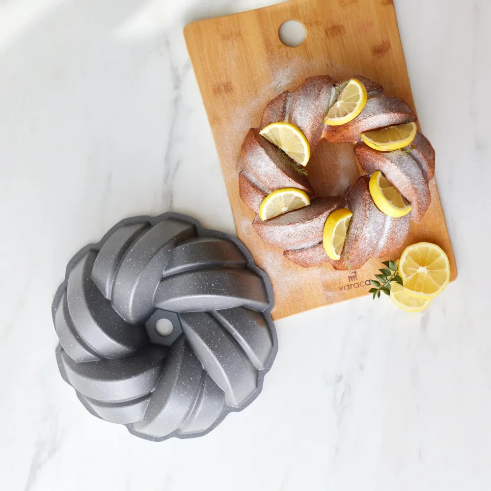 Anti-Adhésif Karaca Cake Pro Moule à Gâteau en Fonte – Tricot Antracite 26 cm