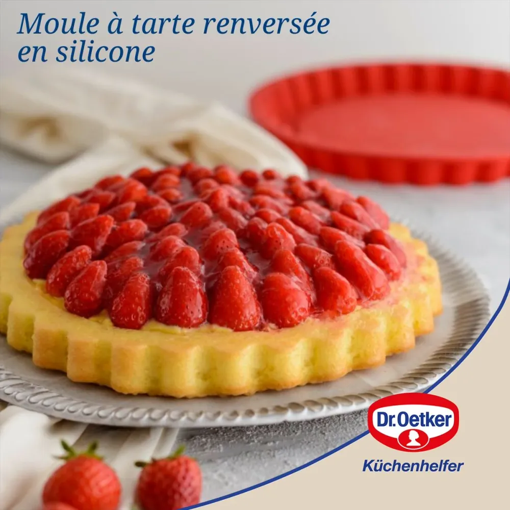 Poche à douille Moule à tarte en silicone rouge de 26 cm Dr. Oetker Flexxibel Love