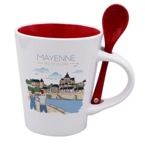 MUG CUILLERE BLANC INT. ROUGE-MAYENU