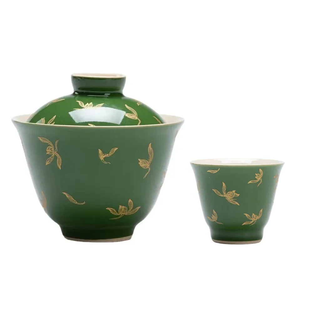 Théière en Porcelaine Gaiwan émeraude 150ml Gaiwan Theieres Du Monde