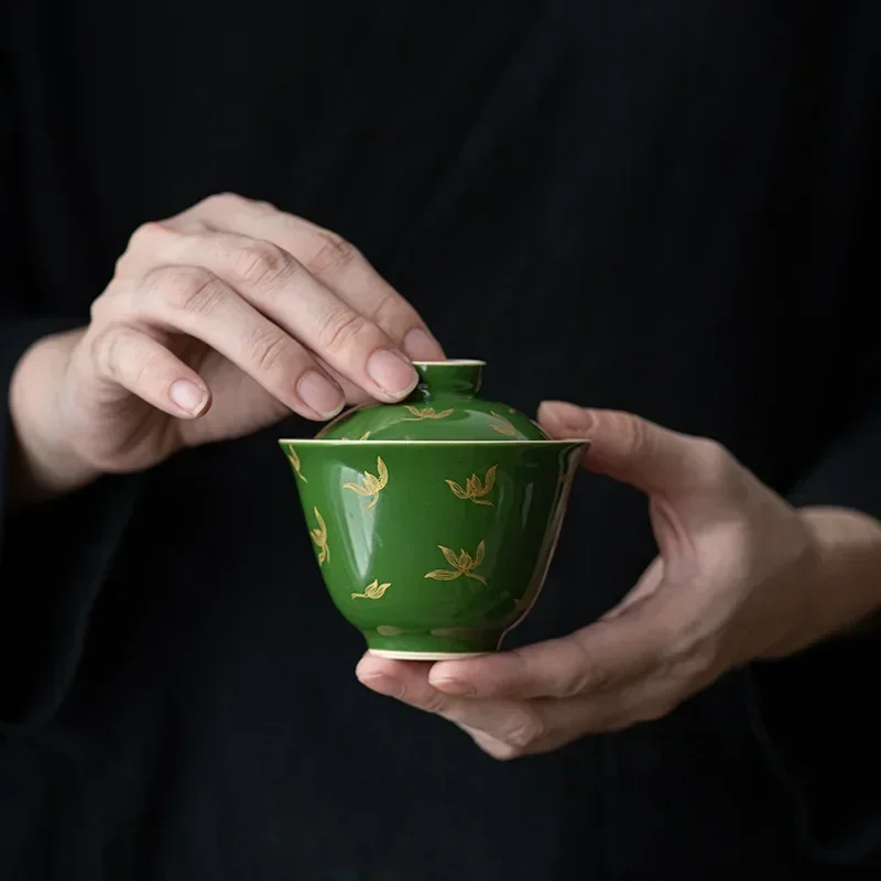 Théière en Porcelaine Gaiwan émeraude 150ml Gaiwan Theieres Du Monde