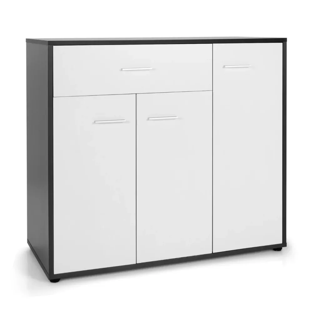 Buffet moderne placard de cuisine avec dispositif anti-renversement et étagère réglable armoire de rangement latérale à 3...