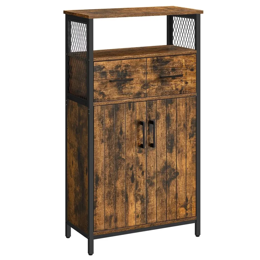 Meuble de rangement buffet 60 x 30 x 108 cm placard avec tiroir et étagère réglable meuble de salle de bain cadre en acier...