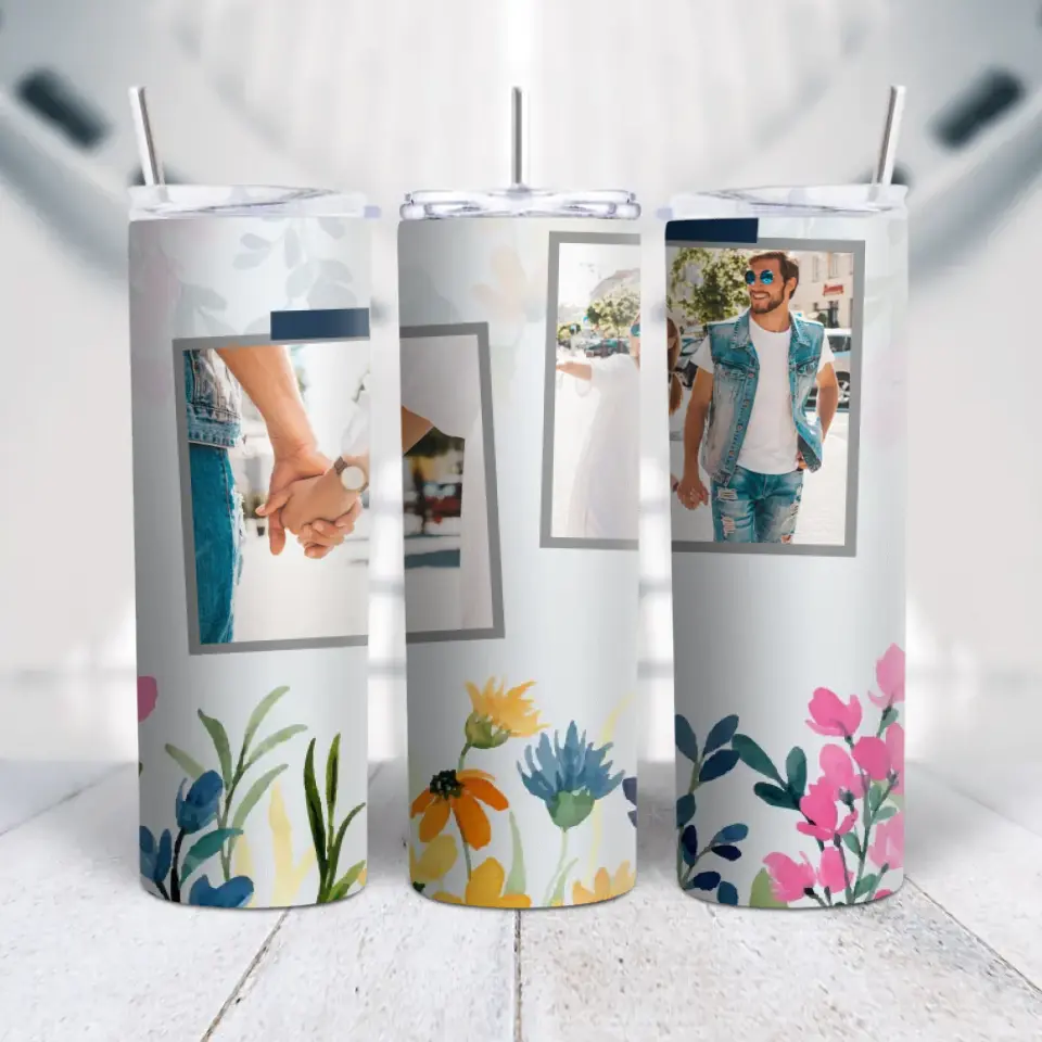 Gobelet à paillettes avec cadre photo, tumbler photo personnalisé, téléchargement de photos merchOne