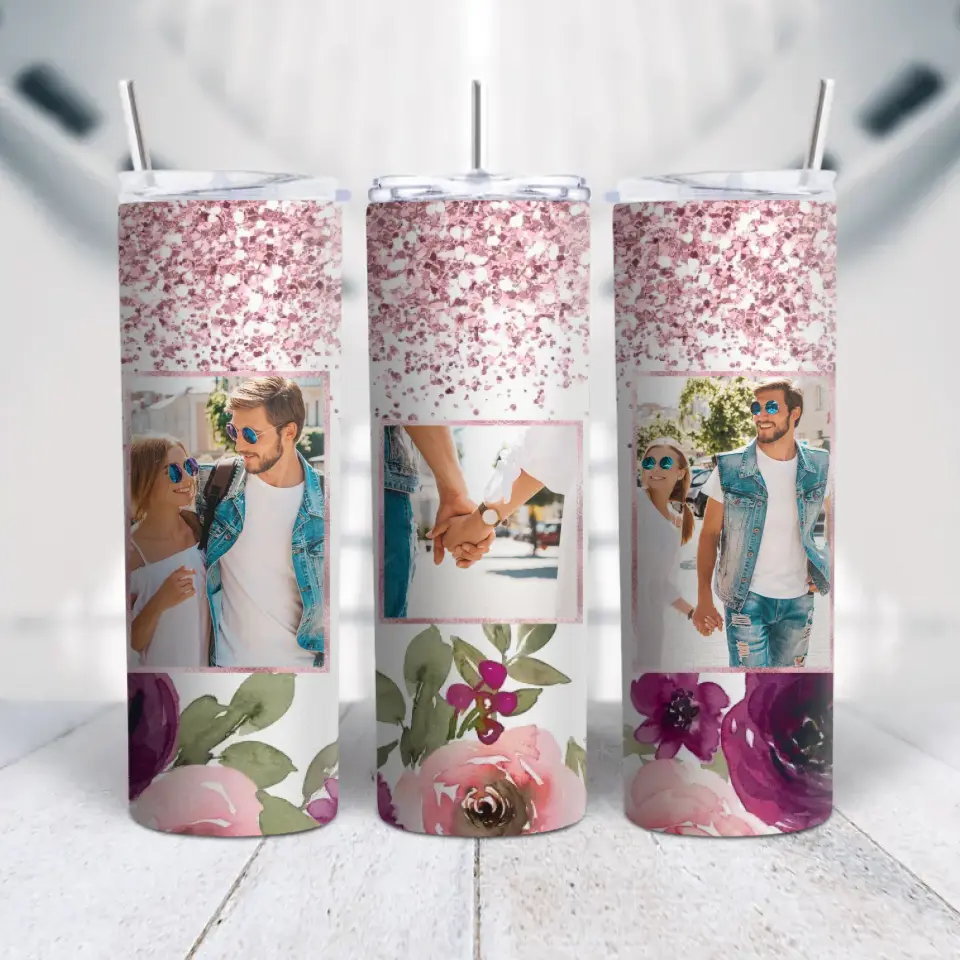 Gobelet à paillettes avec cadre photo, tumbler photo personnalisé, téléchargement de photos merchOne
