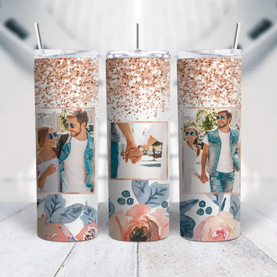 Gobelet à paillettes avec cadre photo, tumbler photo personnalisé, téléchargement de photos merchOne