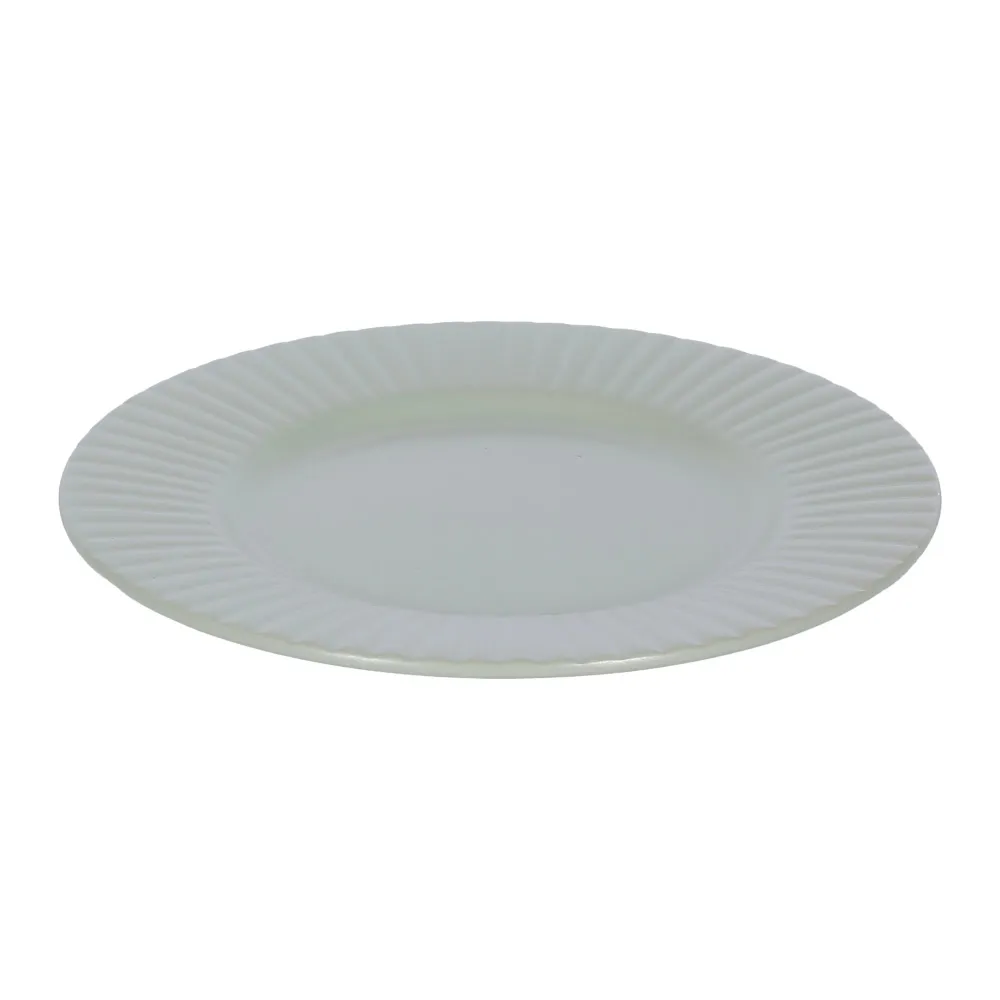 Assiette à dessert Zoan en céramique avec bordure striée - Vert Stokomani