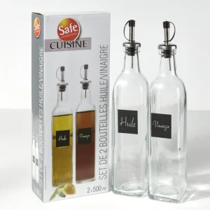 2 Bouteille verre huile et vinaigre 500 ml Stokomani
