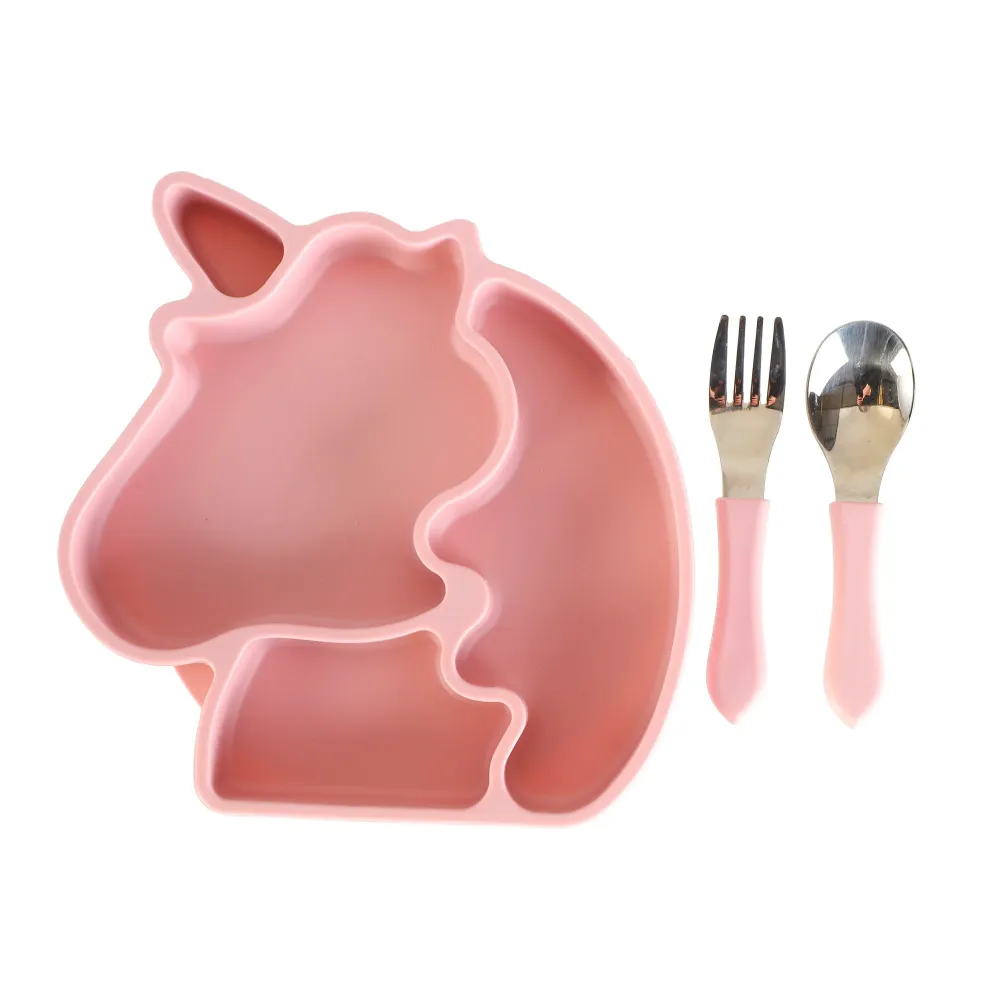 Ensemble repas enfant en silicone - Rose Stokomani