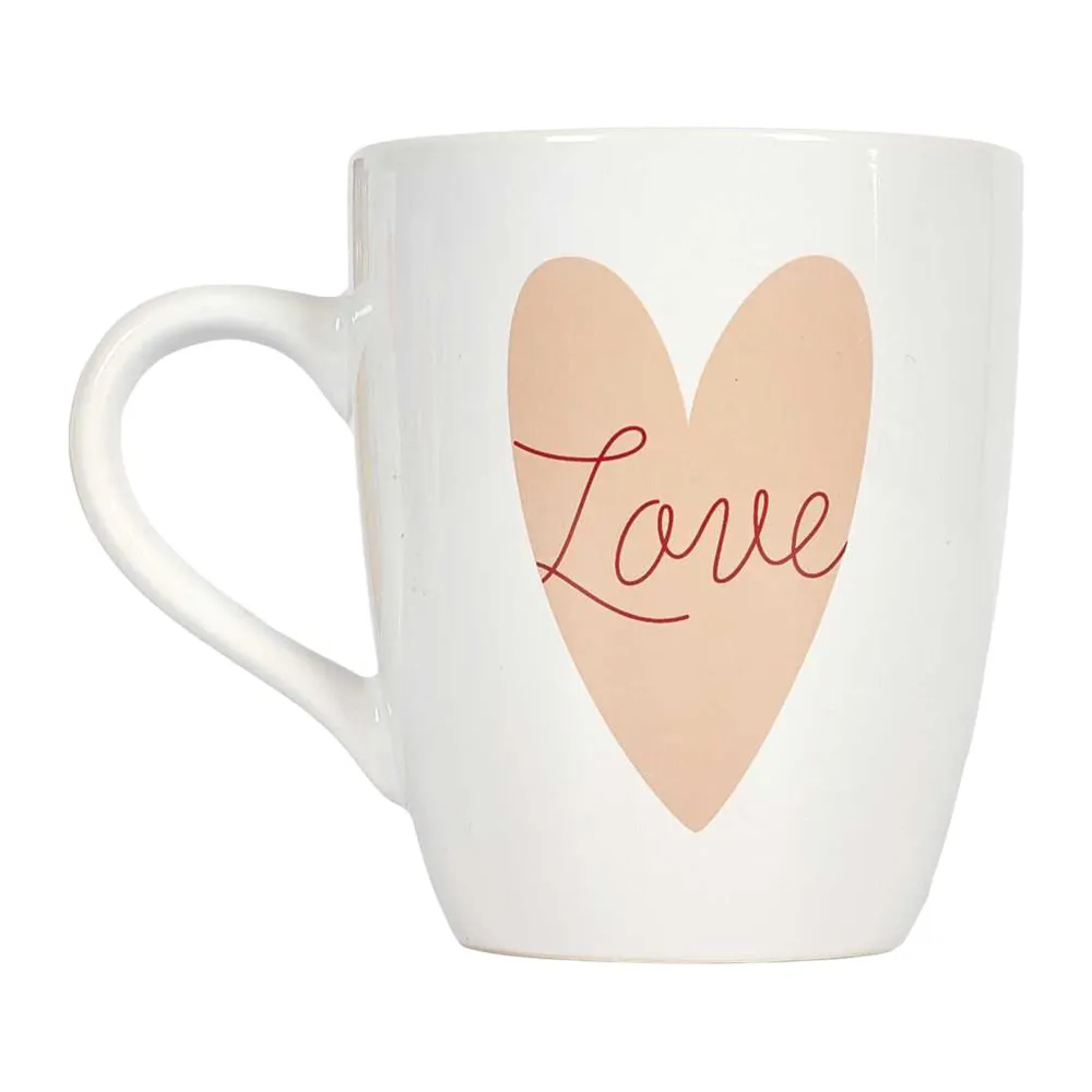 2 Mugs céramique 30 cl cœur avec anse Stokomani
