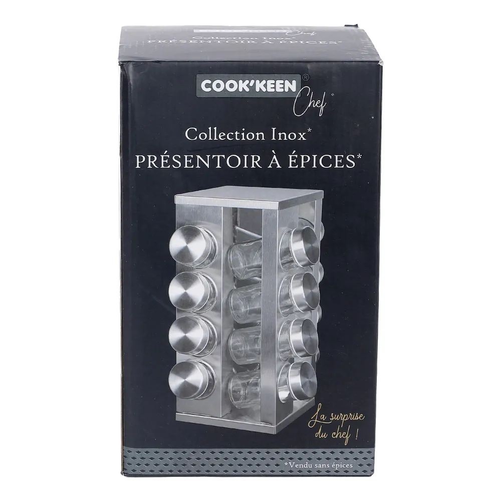 16 pots à épices support rotatif Stokomani