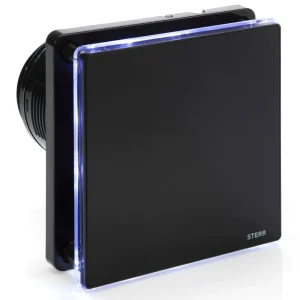 STERR BFS100L-B - 100 mm Extracteur de Salle de Bain, LED, 90 m³/h, Noir