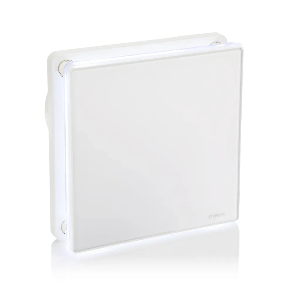 STERR BFS100LH - 100 mm Extracteur de Salle de Bain, LED + avec capteur d'humidité, 90 m³/h, Blanc