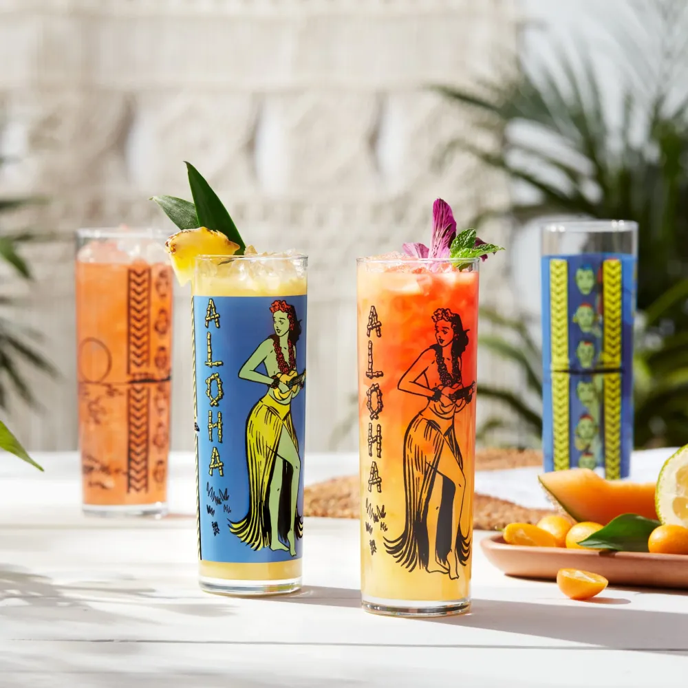 Verre Libbey Tiki Kahiko Zombie, bleu, 400 ml, lot de 4