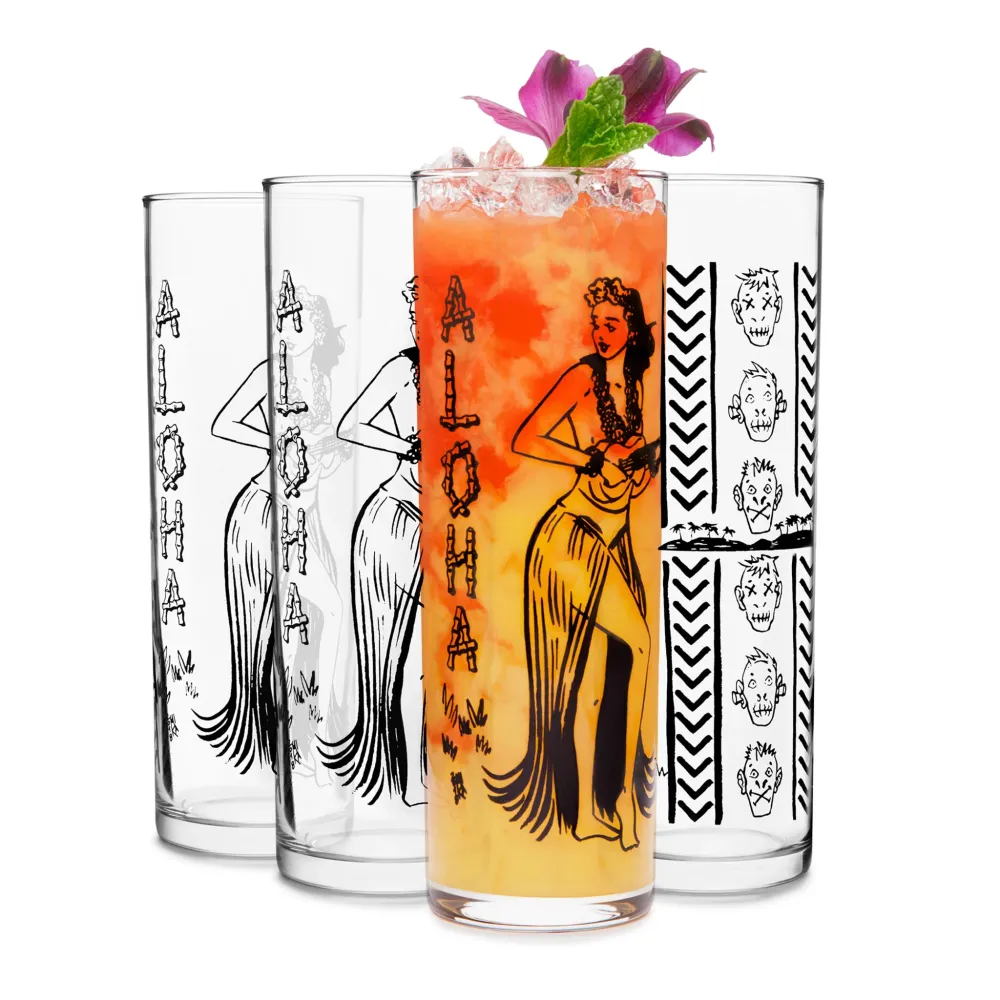 Verre Libbey Tiki Kahiko Zombie, transparent, 13,5 onces, lot de 4